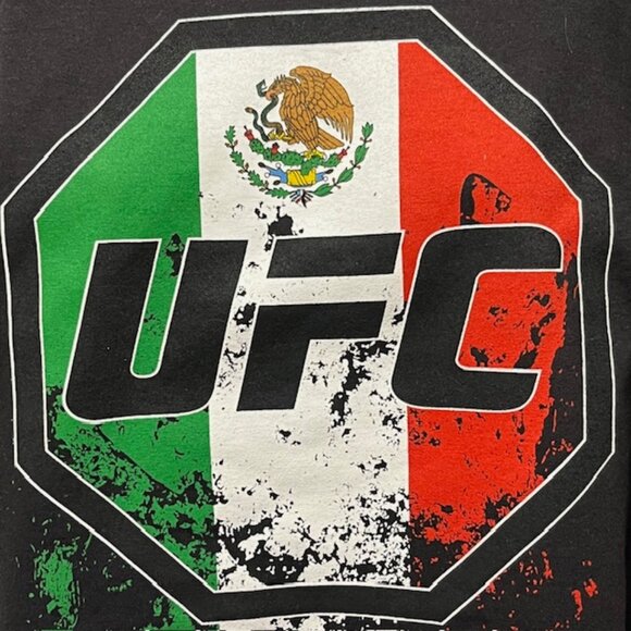 UFC Ultimate Fighting Championship Black T-Shirt With Flag of Mexico Size L NWT - Picture 7 of 11